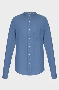 Мужская синяя льняная рубашка EG GMNT DYED LINEN BAND SHIRT Синий S Gant 3240122