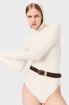 Женское белое шерстяное боди Белый M MAJE MFPBD00036_Ecru