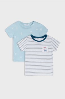 Бавовняні футболки з морським мотивом 2 pack - кремовий