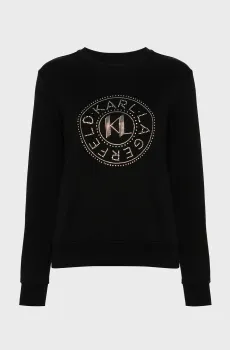 Женский черный свитшот RHINESTONE LOGO Черный L Karl Lagerfeld 240W1827