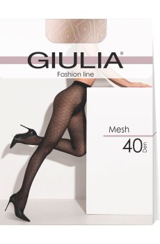 Фантазийные колготки женские Giulia Mesh без шортиков, 40 DEN, Crema, размер 4