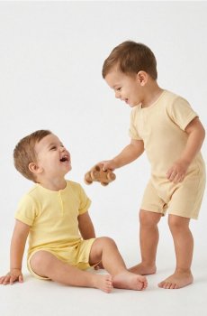 Рифлені ромпери – набір з 2 шт. - пшеничний