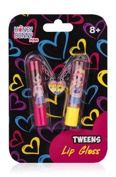 Набор блесков для губ Honey Bunny Miss Tweens с подвеской для лучших подруг, 2 шт