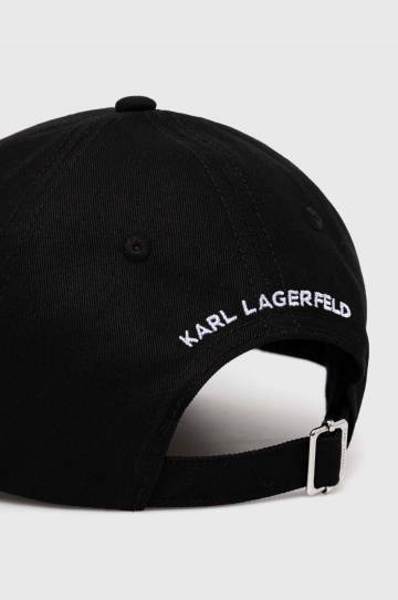 Хлопковая кепка Karl Lagerfeld цвет чёрный с аппликацией Хлопковая кепка Karl Lagerfeld цвет чёрный с аппликацией