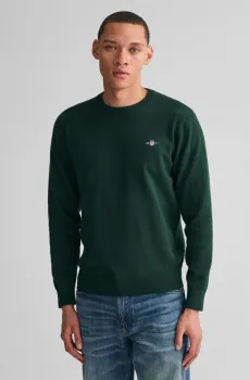 Мужской зеленый джемпер CLASSIC COTTON C-NECK Зеленый XXL Gant 8030561