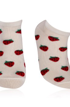 Носки женские AmiGA Клубника, укороченные, молочные, размер 23-25