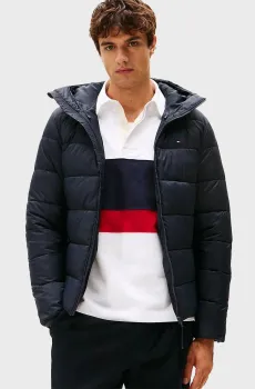 Мужская темно-синяя куртка MID WEIGHT HOODED JACKET Синий L Tommy Hilfiger MW0MW41983