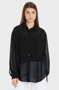 Женская черная блуза GEORGETTE CUT OUT BLOUSE Черный 40 Calvin Klein K20K207165