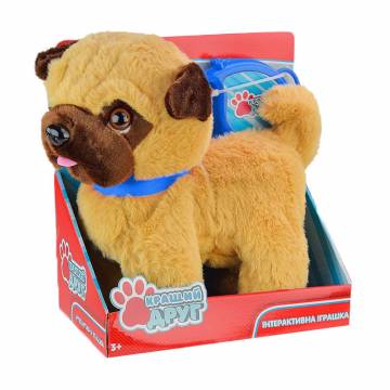 Мягкая интерактивная игрушка Країна Іграшок Лучший друг Мопс на поводке, в коробке, от 3 лет, 22*13*28.5 см (PL82011)