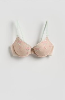 Reserved - Push-up бюстгальтер з вишивкою - бежевий - 736HP-80X