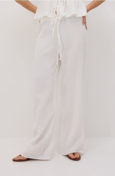 Reserved - Муслінові штани з зав’язкою - білий - 1071P-00X