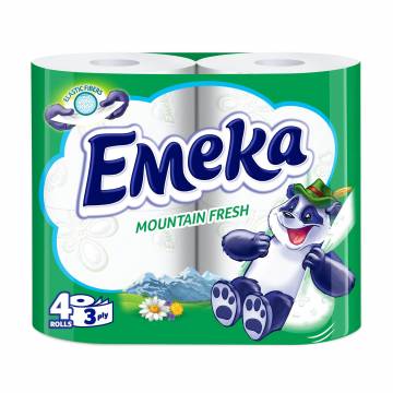 Туалетная бумага Emeka Mountain Fresh белая, 3-слойная, 135 отрывов, 4 рулона Туалетная бумага Emeka Mountain Fresh белая, 3-слойная, 135 отрывов, 4 рулона