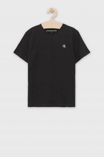 Детская хлопковая футболка Calvin Klein Jeans цвет чёрный однотонная Детская хлопковая футболка Calvin Klein Jeans цвет чёрный однотонная