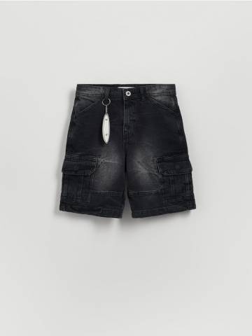 Reserved - Джинсові шорти з брелоком - чорний - 3510G-99J