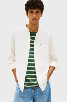 Мужская белая льняная рубашка BAND Белый XL Tommy Jeans DM0DM22756