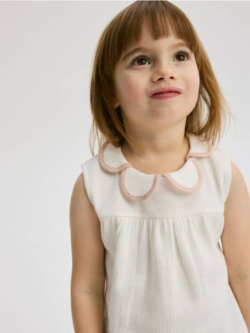 Reserved - Блузка з ефектним коміром - кремовий - 6954G-01X