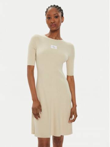 Calvin Klein Jeans Трикотажна сукня J20J223519 Бежевий Slim Fit Calvin Klein Jeans Трикотажна сукня J20J223519 Бежевий Slim Fit