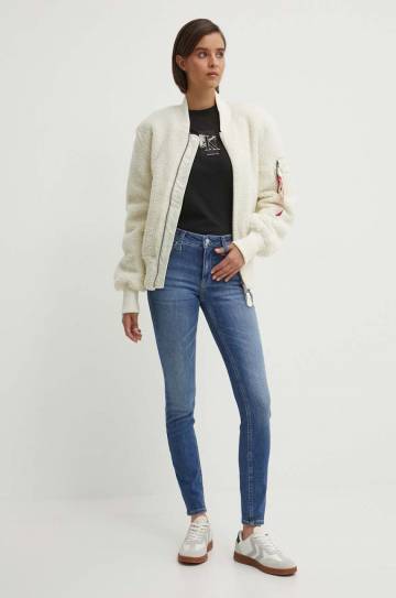 Куртка-бомбер Alpha Industries Ma-1 Teddy женский цвет бежевый переходная oversize 108102.16-cream Куртка-бомбер Alpha Industries Ma-1 Teddy женский цвет бежевый переходная oversize 108102.16-cream