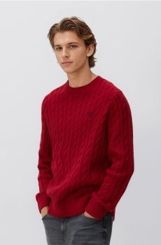 Reserved - Джемпер з різдвяним візерунком - червоний - 940GC-33X