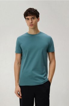 Reserved - Приталена футболка з бавовни піма - пильно-зелений - 296FP-97X