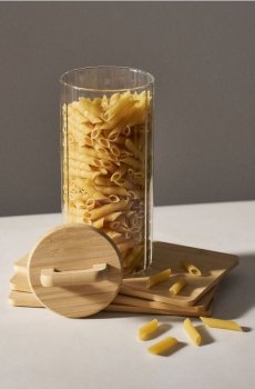 Скляна банка для продуктів з бамбуковою кришкою - clear