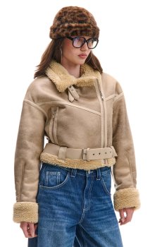 Cropp - Байкерська куртка зі штучної шкіри - бежевий