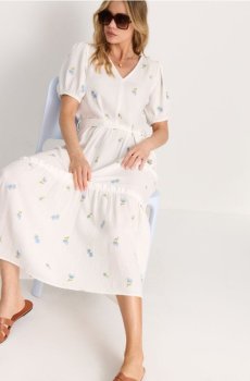 Бавовняна міді сукня з вишитими квітами - різнобарвний