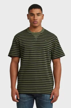 Мужская зеленая футболка в полоску Nifous Зеленый XL G-Star RAW D25961,D979