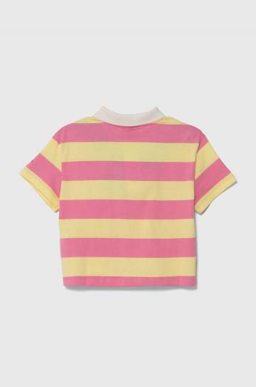 Детское хлопковое поло United Colors of Benetton цвет розовый узорный Детское хлопковое поло United Colors of Benetton цвет розовый узорный