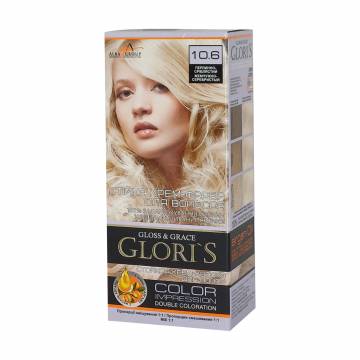 Стойкая крем-краска для волос Gloris Gloss & Grace для двух применений 10.6 Жемчужно-серебристый, 130 мл Стойкая крем-краска для волос Gloris Gloss & Grace для двух применений 10.6 Жемчужно-серебристый, 130 мл