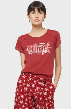 Женская красная футболка KLEM Красный XL Etam 6509017