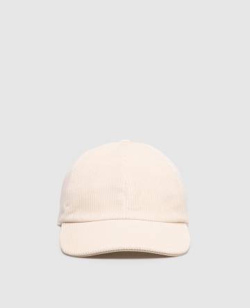 Бежевая вельветовая кепка с логотипом