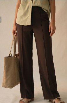 Штани wide leg з добавкою віскози - коричневий