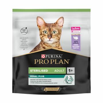 Сухой корм для взрослых стерилизованных кошек Pro Plan Sterilised Adult 1+ Renal Plus с индейкой, 400 г Сухой корм для взрослых стерилизованных кошек Pro Plan Sterilised Adult 1+ Renal Plus с индейкой, 400 г