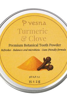 Премиальный зубной порошок Vesna Turmeric & Clove Premium Botanical Tooth Powder Куркума и гвоздика, 35 г