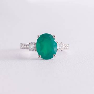 Серебряное кольцо (фианиты, агат) 1322/1р-GRAG Серебряное кольцо (фианиты, агат) 1322/1р-GRAG