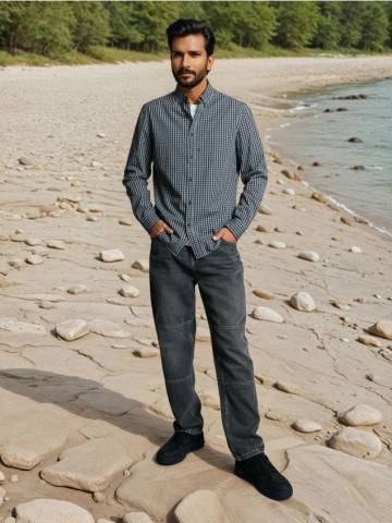 Бавовняна картата сорочка - сірий Бавовняна картата сорочка - сірий