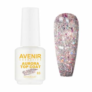 Топ для гель-лака Avenir Cosmetics Aurora Top Coat 03, 15 мл Топ для гель-лака Avenir Cosmetics Aurora Top Coat 03, 15 мл