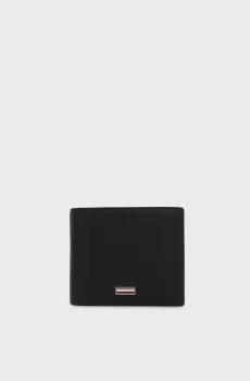 Мужской черный кожаный кошелек CENTRAL CC AND COIN Черный ONESIZE Tommy Hilfiger AM0AM14496