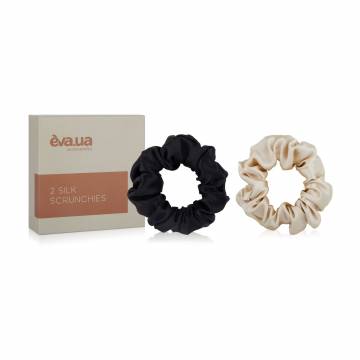 Набор резинок для волос EVA.UA шелковых, бежевый/черный, 2 шт