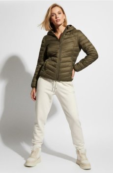 Стьобана куртка з капюшоном - темно-зелений