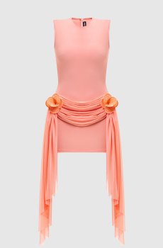 Розовое платье мини с аппликациями