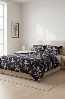 Комплект візерункової постільної білизни - чорний
