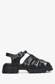 Сандалі шкіряні чорні Estro ER00115144