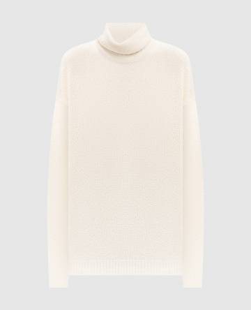 Бежевый свитер с шерстью с логотипом Бежевый свитер с шерстью с логотипом