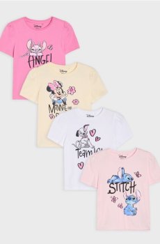 Набір бавовняних футболок з принтом Disney, 4 pack - білий