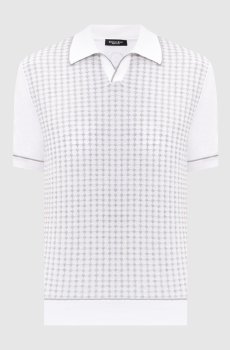 Белое поло с шелком в узор