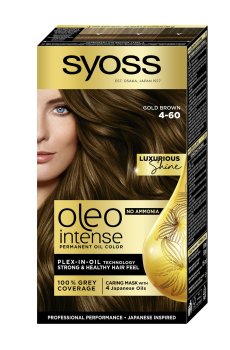 Безаммиачная стойкая краска для волос SYOSS Oleo Intense с маслом-активатором 4-60 Золотистый каштановый, 115 мл
