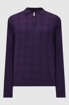 Фиолетовое поло из кашемира и шелка в узор