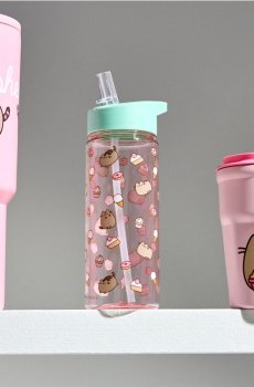 Пляшка для води з ручкою та соломинкою Pusheen the Cat - різнобарвний
